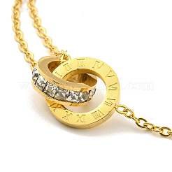 Gliederarmbänder mit ineinandergreifenden Ringen aus Kristall-Strassen&nbsp;BJEW-D030-15G