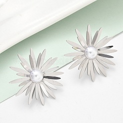 Pendientes de acero inoxidable 304 con perlas de imitación ABS&nbsp;EJEW-Z098-20P