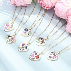 7 collier pendentif en alliage imprimé&nbsp;NJEW-JN05515