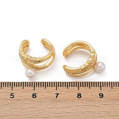 Pendientes tipo brazalete de latón con micropavé de circonitas cúbicas transparentes en forma de C&nbsp;EJEW-Z111-04G-02
