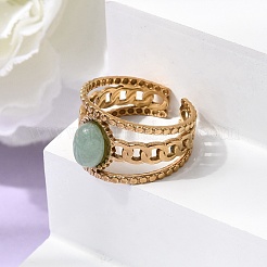 Anillos abiertos para puños de acero inoxidable 304&nbsp;RJEW-F213-03G-12