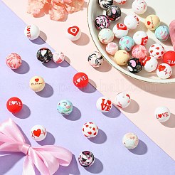 50 Stück Silikon-Focusperlen mit Herzmuster zum Valentinstag&nbsp;SIL-CJ0002-12