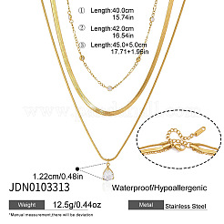 Collana da donna con ciondolo a goccia in acciaio inossidabile 304 con pavé di zirconi cubici trasparenti&nbsp;WGFD083-01