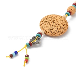 Portachiavi rotondo con perline di roccia lavica naturale&nbsp;KEYC-O011-11