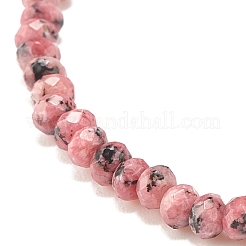 Pulsera elástica con cuentas de rondelle de jade natural de Malasia (teñido) con latón&nbsp;BJEW-JB07967-04