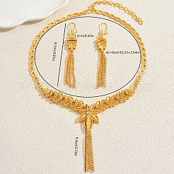 Ensembles de boucles d'oreilles et de colliers vintage en alliage à feuilles creuses pour femmes&nbsp;II4104