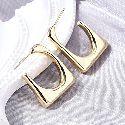 Orecchini a bottone in ottone trapezoidali&nbsp;EJEW-S261-03G