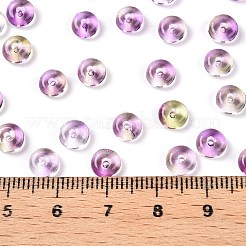 Mit Sprühfarbe bemalte transparente Saatperlen-Perlen aus Glas&nbsp;SEED-T007-05G
