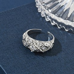Messing Micro Pave Zirkonia Manschette offene Ringe&nbsp;RJEW-C163-24P