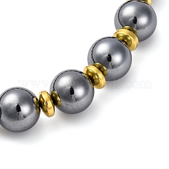 Braccialetti elastici in pietra naturale terahertz e perline di ematite sintetica non magnetica&nbsp;BJEW-H619-03