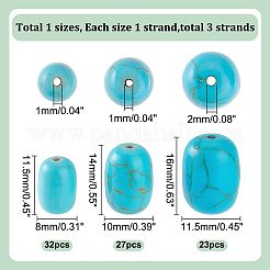82 Stück 3 Stile synthetische türkise Perlenstränge&nbsp;G-AR0006-02A