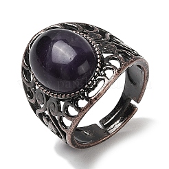 Natürliche Amethyst ovale verstellbare Ringe&nbsp;RJEW-K271-06R-20