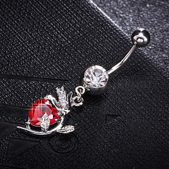 Anello ombelico in ottone cubic zirconia&nbsp;AJEW-EE0004-34A