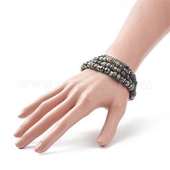 4 Stück 4-teilige Stretch-Armbänder aus natürlichem Larvikit und synthetischem Hämatit&nbsp;BJEW-JB08830