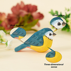 Ornements de sculpture d'oiseau mignon en bois&nbsp;DJEW-WH0015-44A