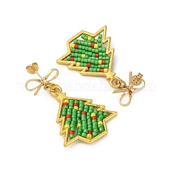 Boucles d'oreilles pendantes en laiton en forme de sapin de Noël&nbsp;EJEW-MZ00496-02