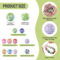 50 ensemble de 5 perles acryliques plaquées UV de style sport&nbsp;OACR-TA0004-14