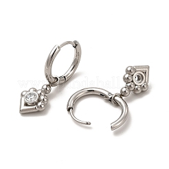 Aretes colgantes de rombos con rhinestone de cristal&nbsp;EJEW-P219-22P