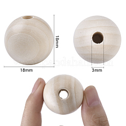 Perle di legno non finite naturali&nbsp;WOOD-S651-A18mm-LF