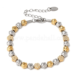 Bracciali bicolore in acciaio inossidabile 304 con micro pavé di zirconi cubici trasparenti&nbsp;SA-CBAB122-02B