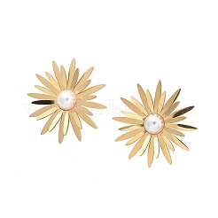 Orecchini a bottone in acciaio inossidabile 304 con perle finte abs&nbsp;EJEW-Z098-20G