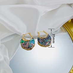 Pendientes de aro de acero inoxidable 304 y concha de paua&nbsp;WG98D21-02