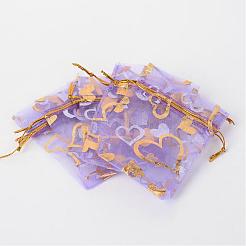 Cuore stampato borse organza&nbsp;X-OP-R022-7x9-05