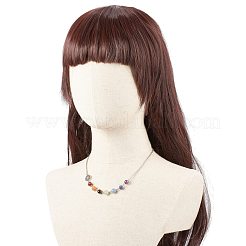 Collana con ciondolo in rilievo di pietre preziose miste naturali da 7 pz 7 con lega 7 chakra&nbsp;NJEW-JN03889