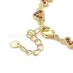 Gestellplattierung Messing Mikropflaster Zirkonia Herz Gliederkette Armbänder für Frauen&nbsp;BJEW-P323-09G-06