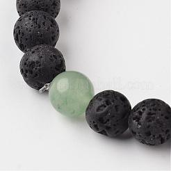 Pulseras elásticas con cuentas de roca de lava natural&nbsp;BJEW-JB02294