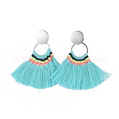 Pendientes colgantes con borlas de polialgodón (algodón poliéster)&nbsp;EJEW-JE03544-M