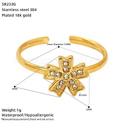 Anillos abiertos de acero inoxidable 304 con rhinestone&nbsp;WG17863-03