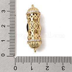 Breloques cylindriques en laiton pavé de zirconiums cubiques noirs et transparents&nbsp;KK-C255-25G
