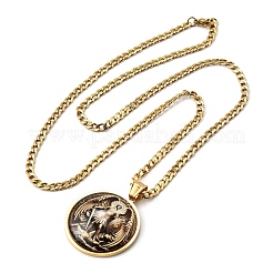 Collane con ciondolo a forma di arcangelo Michele in acciaio inossidabile 201&nbsp;NJEW-M105-09G