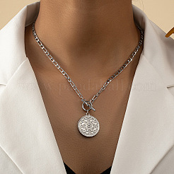 Colgante redondo plano con textura de aleación para collares&nbsp;FS-WG72573-02