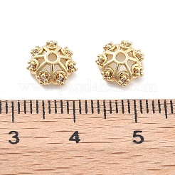 Perle en laiton plaquée en forme de fleur avec micro pavé de zircones cubiques transparentes&nbsp;KK-H449-65G-02-NR
