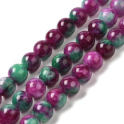 Naturels teints en blanc perles de jade brins&nbsp;G-M402-C03-19