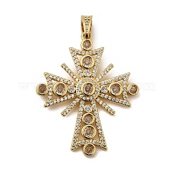 Croix en laiton micro pavé clair pendentifs en zircone cubique&nbsp;KK-G435-25G