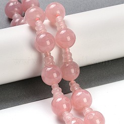 Fili di perline guru in quarzo rosa naturale a 3 foro&nbsp;G-H064-E01-02