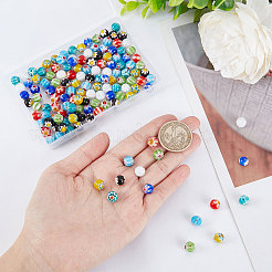 160 Stück 8 Farben handgemachte Millefiori Bunte Malerei Perlen Stränge&nbsp;LAMP-SC0001-14