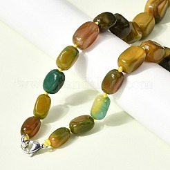 Collares de cuentas cuboides graduadas de ágata natural teñida con cierres de aleación.&nbsp;NJEW-C113-01I