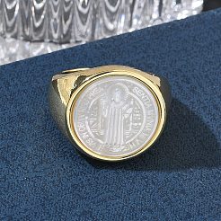 Offene Manschettenringe aus Messing und weißem Muschelhorn&nbsp;KK-CBA56EF-42A-G