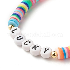 30 Stück 30 Stil Heishi-Perlen-Stretch-Armbänder aus Fimo mit Inspirationswort&nbsp;BJEW-JB07593