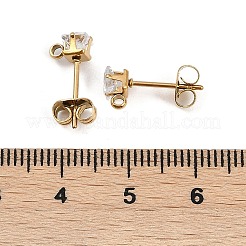 Placcatura ionica (ip) 304 acciaio inossidabile zirconia cubica orecchini a bottone&nbsp;STAS-P373-06A-04