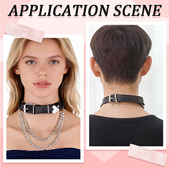 1-teilige Choker-Halskette aus PU-Leder mit herzförmiger Quaste aus Legierungsgliedern für Damen&nbsp;NJEW-CL0001-33