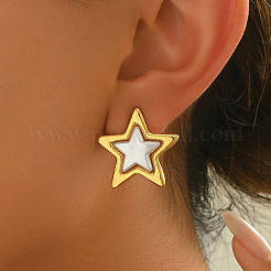 Pendientes de estrella de plástico y acero inoxidable 201&nbsp;BP6861