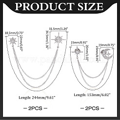 4 spilla a catena pendente con strass di cristallo a forma di stella in 2 stili&nbsp;JEWB-ME0001-28P