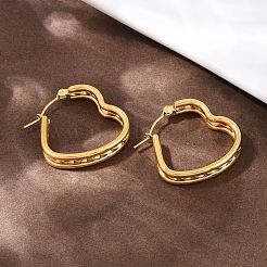 Pendientes de aro con forma de corazón de acero inoxidable 304&nbsp;EJEW-I320-27G-03