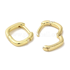 Quadratische Creolen aus Messing mit klarem Zirkonia für Damen&nbsp;EJEW-C097-08G-06