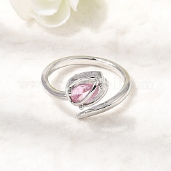 Offene Manschettenringe aus Messing mit Mikropavé und Zirkonia für Damen&nbsp;RJEW-L343-01P